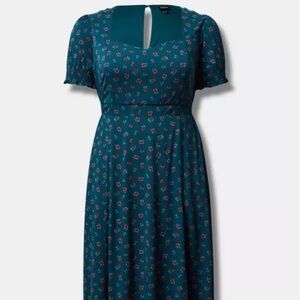 Torrid Tea Length Stretch Challis Sweetheart A-line Dress size 3